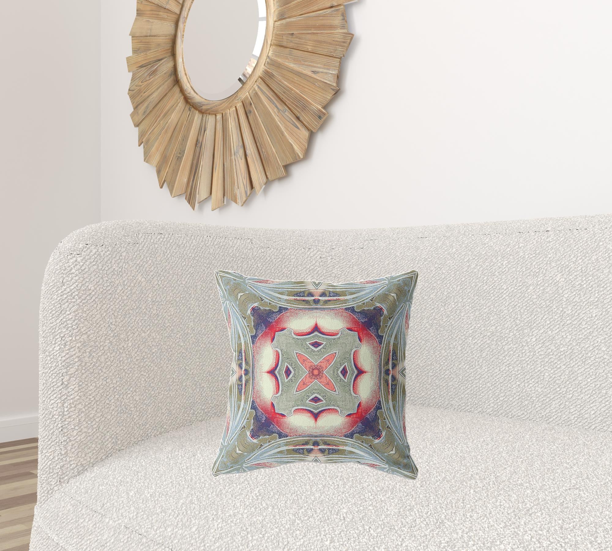 18" X 18" Muted Pink Zippered Geometric Indoor Outdoor Throw Pillow