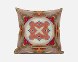 16" X 16" Muted Red Zippered Geometric Indoor Outdoor Throw Pillow