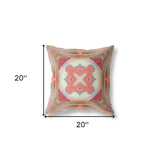 18" X 18" Muted Red Zippered Geometric Indoor Outdoor Throw Pillow