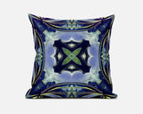 18" X 18" Peacock And Blue Zippered Geometric Indoor Outdoor Throw Pillow