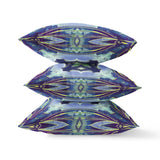 18" X 18" Peacock And Blue Zippered Geometric Indoor Outdoor Throw Pillow