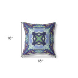 18" X 18" Peacock And Blue Zippered Geometric Indoor Outdoor Throw Pillow