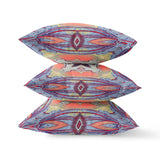 18" X 18" Purple And Orange Zippered Geometric Indoor Outdoor Throw Pillow