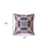 16" X 16" Purple And Yellow Zippered Geometric Indoor Outdoor Throw Pillow