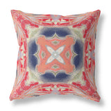 16" X 16" Red And Cream Zippered Geometric Indoor Outdoor Throw Pillow