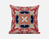 16" X 16" Red And Cream Zippered Geometric Indoor Outdoor Throw Pillow