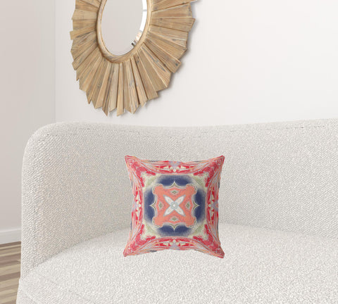 16" X 16" Red And Cream Zippered Geometric Indoor Outdoor Throw Pillow