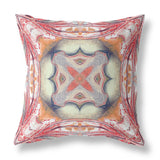 16" X 16" Rustic Orange Zippered Geometric Indoor Outdoor Throw Pillow