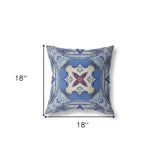 18" X 18" Sky Blue Zippered Geometric Indoor Outdoor Throw Pillow