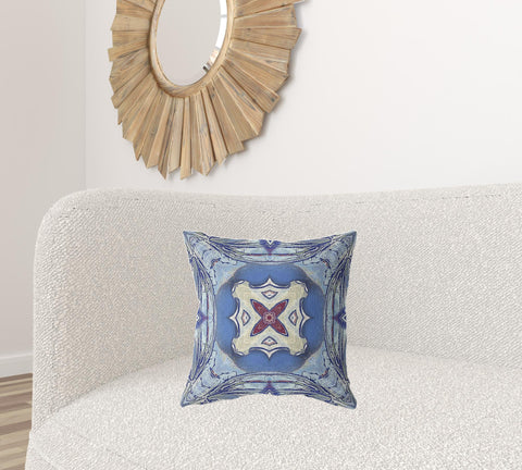 18" X 18" Sky Blue Zippered Geometric Indoor Outdoor Throw Pillow