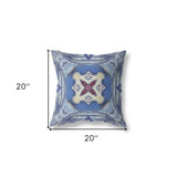 18" X 18" Sky Blue Zippered Geometric Indoor Outdoor Throw Pillow