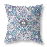 16" X 16" Blue And Gray Blown Seam Geometric Indoor Outdoor Throw Pillow Cover & Insert