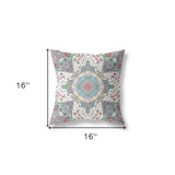 16" X 16" Pink And Green Blown Seam Geometric Indoor Outdoor Throw Pillow Cover & Insert