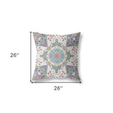 18" X 18" Pink And Green Blown Seam Geometric Indoor Outdoor Throw Pillow Cover & Insert