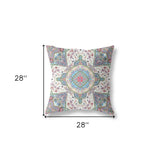 18" X 18" Pink And Green Blown Seam Geometric Indoor Outdoor Throw Pillow Cover & Insert