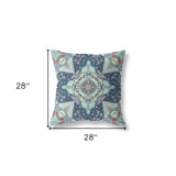 18" X 18" Indigo Blown Seam Geometric Indoor Outdoor Throw Pillow Cover & Insert