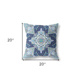 18" X 18" Indigo Blown Seam Geometric Indoor Outdoor Throw Pillow Cover & Insert