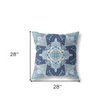 18" X 18" Indigo Blown Seam Geometric Indoor Outdoor Throw Pillow Cover & Insert