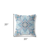 18" X 18" Light Blue Blown Seam Geometric Indoor Outdoor Throw Pillow Cover & Insert