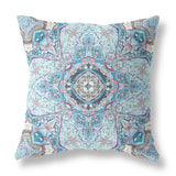 18" X 18" Light Blue Blown Seam Geometric Indoor Outdoor Throw Pillow Cover & Insert