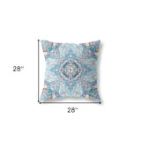 18" X 18" Light Blue Blown Seam Geometric Indoor Outdoor Throw Pillow Cover & Insert