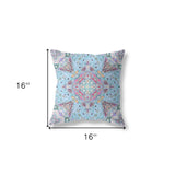 16" X 16" Magenta Blown Seam Geometric Indoor Outdoor Throw Pillow Cover & Insert