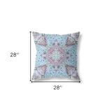 18" X 18" Magenta Blown Seam Geometric Indoor Outdoor Throw Pillow Cover & Insert