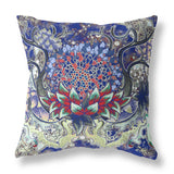 26" X 26" Electric Blue And Blue Blown Seam Geometric Indoor Outdoor Throw Pillow