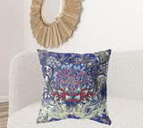 26" X 26" Electric Blue And Blue Blown Seam Geometric Indoor Outdoor Throw Pillow