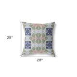 18" X 18" Green And Indigo Blown Seam Geometric Indoor Outdoor Throw Pillow