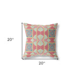 18" X 18" Red And Aqua Blown Seam Geometric Indoor Outdoor Throw Pillow