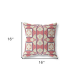 16" X 16" Red And White Blown Seam Geometric Indoor Outdoor Throw Pillow