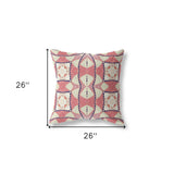 18" X 18" Red And White Blown Seam Geometric Indoor Outdoor Throw Pillow