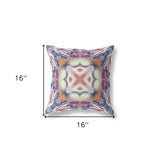 16" X 16" Blue And White Blown Seam Geometric Indoor Outdoor Throw Pillow