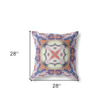 18" X 18" Blue And White Blown Seam Geometric Indoor Outdoor Throw Pillow