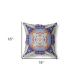 16" X 16" Cream And Orange Blown Seam Geometric Indoor Outdoor Throw Pillow