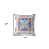 18" X 18" Cream And Blue Blown Seam Geometric Indoor Outdoor Throw Pillow