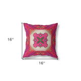 16" X 16" Hot Pink Blown Seam Geometric Indoor Outdoor Throw Pillow