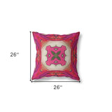 18" X 18" Hot Pink Blown Seam Geometric Indoor Outdoor Throw Pillow