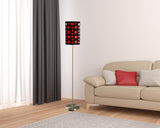 66" Steel Novelty Floor Lamp With Black And Red Drum Shade