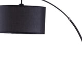 86" Sleek Black Arc Floor Lamp With Black Drum Shade