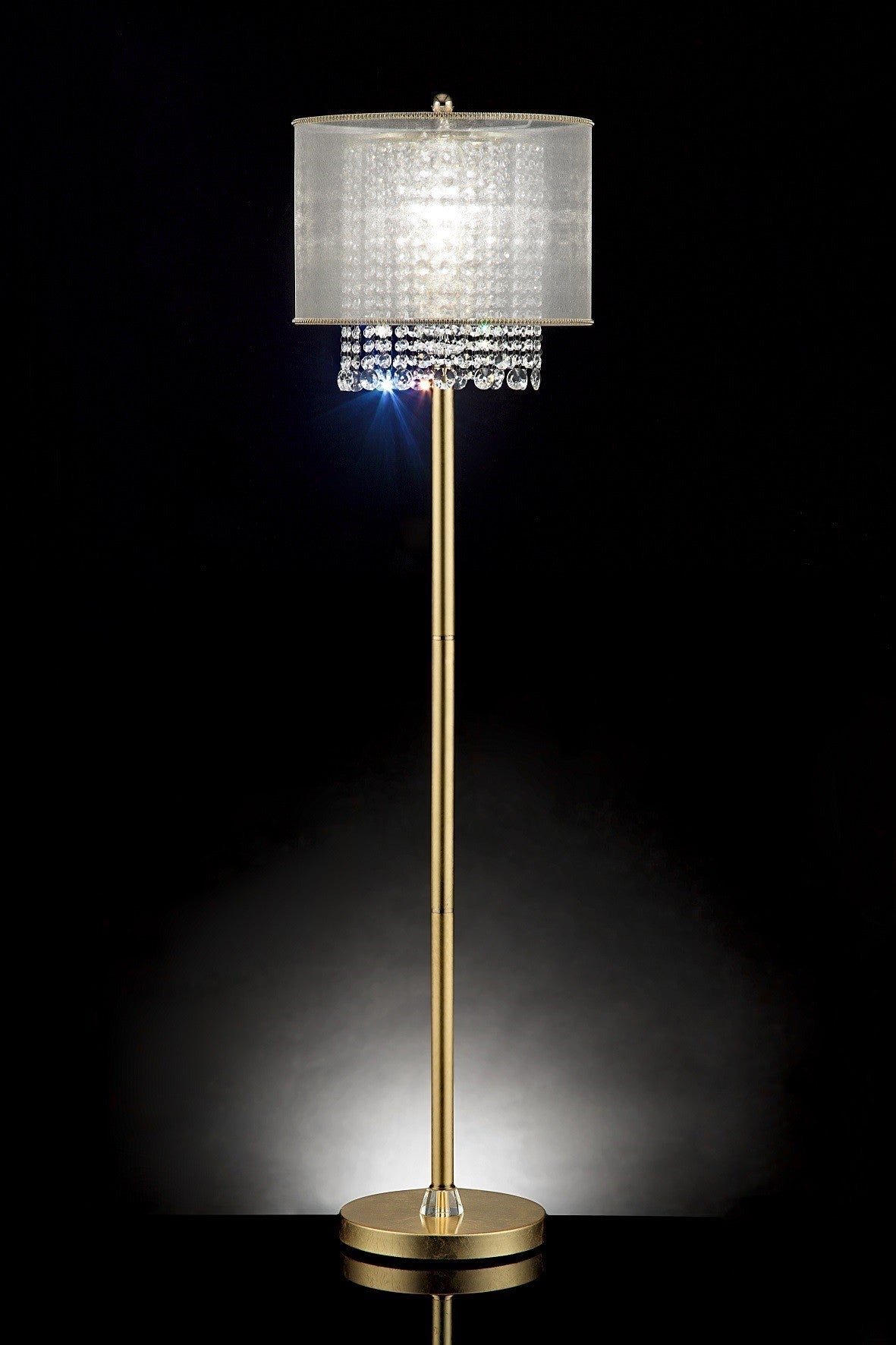 65" Gold Novelty Floor Lamp With White Drum Shade