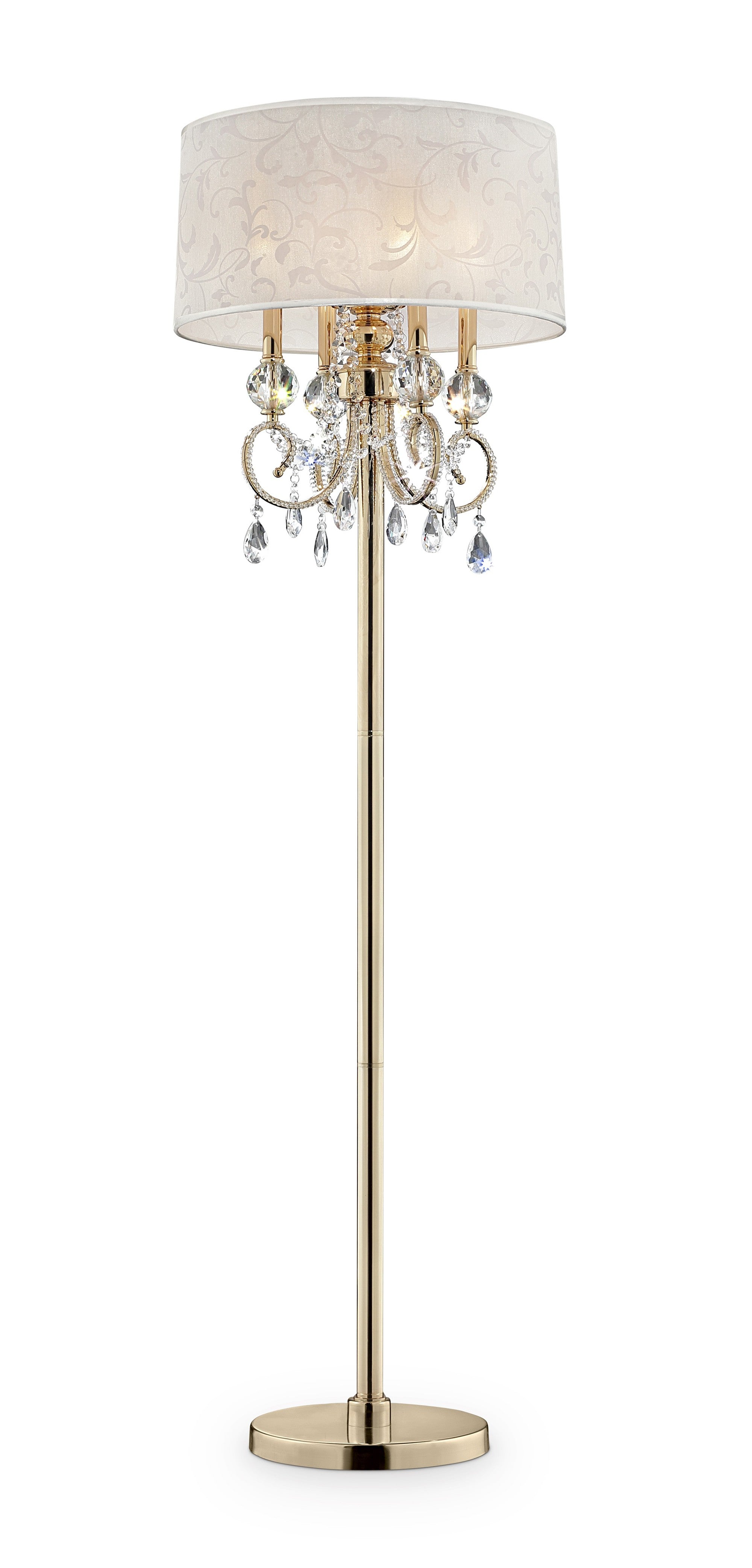 Stunning Brass Gold Finish Floor Lamp with Crystal Accents