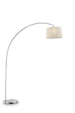 85" Steel Adjustable Arched Floor Lamp With White Drum Shade