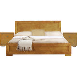 Moma Black Wood Platform Queen Bed With Two Nightstands