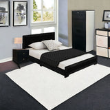 Moma Black Wood Platform Queen Bed With Two Nightstands