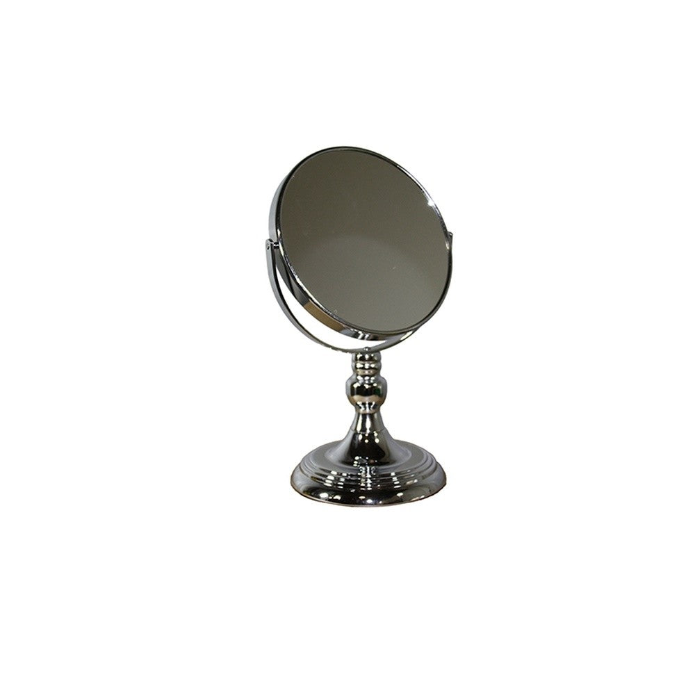 12" Silver Round Metal Framed Makeup Shaving Tabletop Mirror