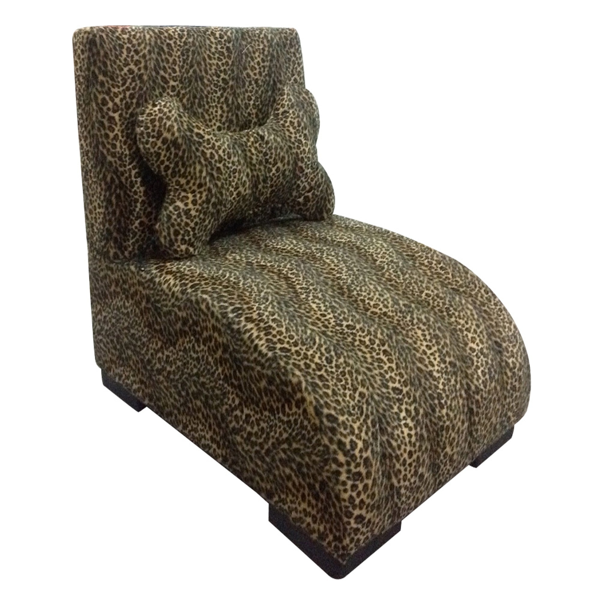 23" Cheetah Print Upholstered Chaise Lounge Dog Bed with Pillow