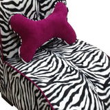 23" Zebra Print Upholstered Chaise Lounge Dog Bed with Pillow