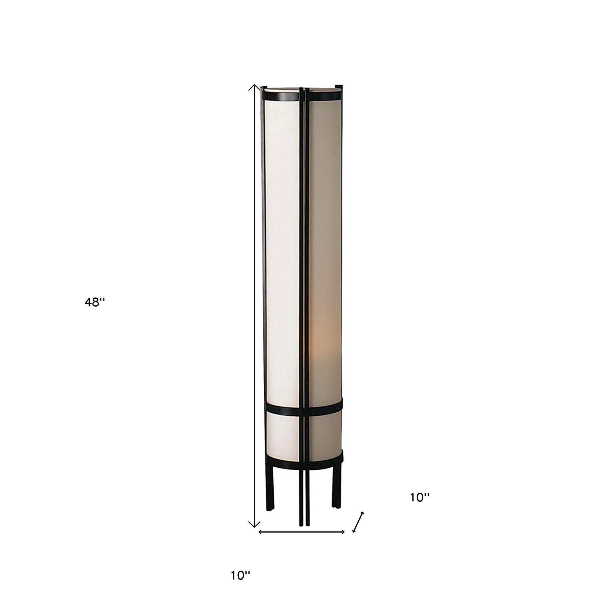 48" Steel Column Floor Lamp With Beige Drum Shade